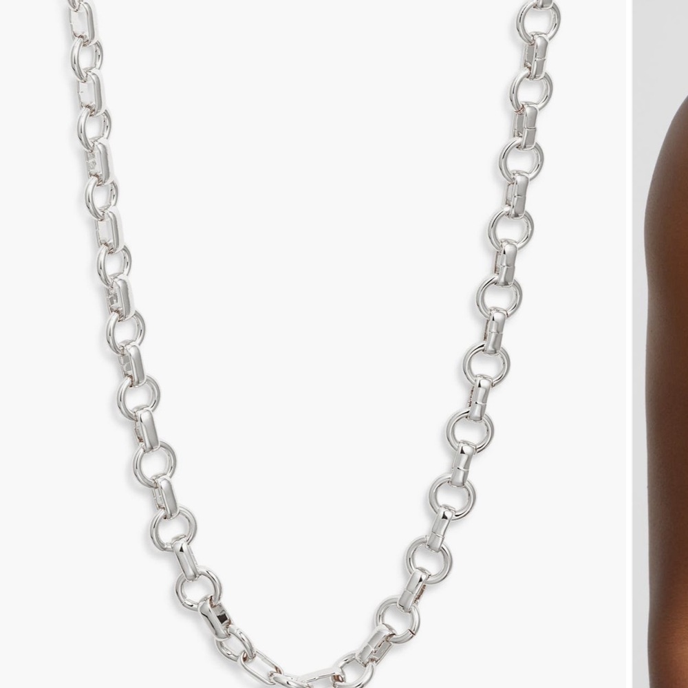 Roll Link Clean Silver Chain Necklace Nordstrom Brand - Picture 3 of 8